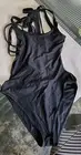 Multi String ~ Plunge Black ~ High Leg Cut ~ One Piece Swimsuit ~ Medium ~ NWT