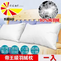 在飛比找momo購物網優惠-【凱蕾絲帝】台灣製造1入-90%純羽絨帝王級羽絨枕(立體純棉
