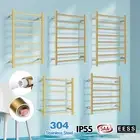 Brushed Gold Stainless Steel Electric Heated Towel Rail Rack Warmer 6/7/8 Bars