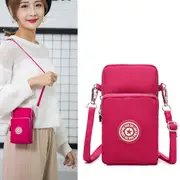 Women's mobile phone bag with adjustable shoulder strap-rose red