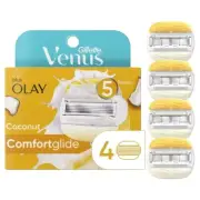 NEW Gillette Venus ComfortGlide Plus Olay Coconut Razor 5-Blades Refills 4 Ct
