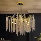 Benkut Modern Tree Branch Crystal Chandelier Luxury Gold Raindrop Pendant Lig...