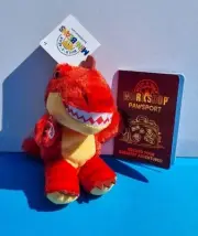 BUILD A BEAR Red Raptor Mini Beans Dino Dinosaur & Holiday Passport BNWT