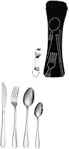 FUNOMOCYA 5 Pcs Portable Cutlery Set Serving Utensils Cutlery Western Serving Utensils Western Portable Spoons Stainless Tableware Dinnerware Kit Black Stainless Steel