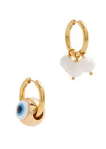 Timeless Pearly Evil Eye 24kt Gold-plated Hoop Earrings ONE SIZE
