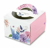 在飛比找樂天市場購物網優惠-【基本量】手提蛋糕盒.愛在春天.粉紅色 8 號/100個