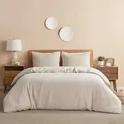 DAPU Pure Stone Washed Linen Duvet Cover Set 100% French Natural Flax(Natural Linen Full/Queen)