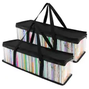 2 Pack CD Storage Bags Transparent Media Storage Carrying Bag with Handles