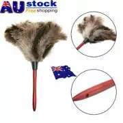 1/2 PCS Anti Static Genuine Ostrich Feather Duster Wooden Handle Brush Clean UD