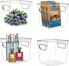 Plastic Fridge and Pantry Storage Bin10 X 6" X 3", 4PCS Stackable Refrigerator