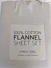 Kaycie Gray Fashion 4 PC Cozy Flannel Bed Sheet Set Ultra Soft 100% Cotton King