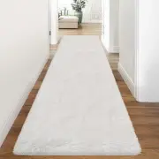 TENNOLA 3x10 Feet White Soft Shag Runner Rug for Bedroom Fuzzy Fluffy Rugs wi...