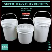Plastic Bucket with Lid Buckets White 5L 10L 15L 20L Food Grade Pail Handle Bulk