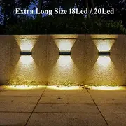 2 Packs LED Solar Wall Lights Beads Long Size with Emitting Light Up and Down, Fence Outdoor Courtyard, Garden Pathway Decoration Light