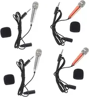 Abaodam 4Pcs Mini Microphones Portable Handheld for Cellphones Laptops Tablets for Recording Singing and Interviews