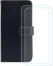 LCEHTOGYE Cover for Redmi Note 13 Pro + 2 Slice HD Tempered Glass,Shell PU BracketBumper Protective Back Case - Anti-Scratch Screen Protector for Redmi Note 13 Pro-YSFXK - Blue