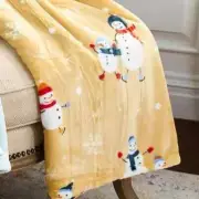 Kringle Express Holiday Printed Throw, Beige Snowman, 60" x 70"