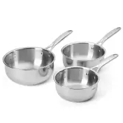 NEW Cristel Castel Pro 5-Ply S/S Saucepan Set 3pce 16/18/20cm