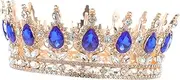 [Baluue] Rhinestone Tiara Wedding Hair Accessories for Brides Bride Robe Bridal Crown Flower Crown Bride Outfit Crown Cake Decoration Bridal Shower Decorations Bridesmaid Robes Women Blue