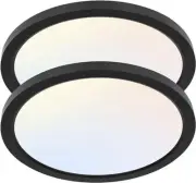 2 Pack 12 Inch Selectable CCT LED Round Flat Panel Light, 24W, 12 inch Black