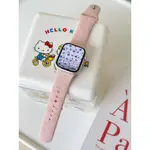 適用兼容於IWATCH9蘋果手錶錶帶粉紅KITTY狗爪印花矽膠腕帶APPLEWATCH87