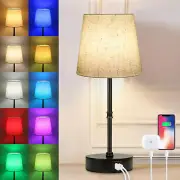 Dimmable Bedside Table Lamp 3 Color Temperatures RGB Color Changing Lamps Living