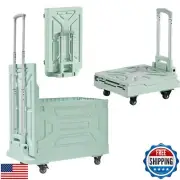 VECELO Foldable Shopping Cart with Wheels, Collapsible Rolling Crate for Groc