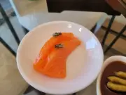 Display Faux Food Prop Life Size Sashimi - Salmon Fish With 2 Fake Flys