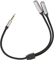 MUELODSIC Dual Headphone Adapter Splitter Cable for Microphone Audio Trrs Female to Male Audio Extension for Smartphones Tablets Laptops Long Flexible Durable Design