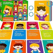 Emotions Flashcards, 50 Different Feelings with Coping Strategies - Learn to Identify Different Moods, Cartoon Faces Emotions for Children with Autism, ADHD