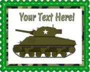 Military Sherman Tank - Edible Cake Topper or Cupcake Topper