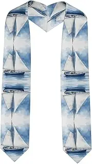 [SKKNT] Blue Sailboat 1 Print Graduation Shawl Stole For Academic Commencements Honor Sash Congratulations Gift