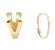 Bail, 100 Gold Plated Brass 6.5x4mm Y Style Slide Snap On Pendant Bails *