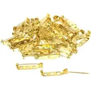 50 Bar Pin Backs Broach Hat Badge Jewelry Safety Parts 27 x 5mm