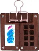 FRAINBOWZ 8 Grid Mini Portable Watercolor Palette with Clip, Wooden Mini Paint Palette Artist Palette Sketchbook Palette 2.4inches