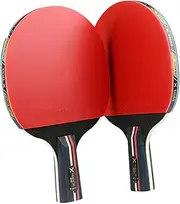 JOINPAYA 1 Set Professional Table Tennis Rackets Paddles for Beginners Training Straight Horizontal Handle for Pong Tournaments