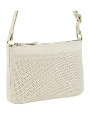 [PIERRE CARDIN] Perforated Leather Multi Compartment Cross-body Bag in Bone