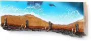 KPWaveArt Natural Wood Resin Key Holder | Wall Mounted | with 4 Key Hooks | Made from Olive Wood & Epoxy Resin | Ocean Theme | Key Organizer | Key Rack | House Decor Items | Ideal for Gifting