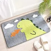 Bathroom Rug 15.7" x 23.6" Non Slip Bath Mat Soft Shower Rug Plush Microfiber Water Absorbent Thick Shaggy Floor Mats, Machine Washable, Dinosaur