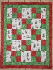 Whoville & Grinch Quilt Top (Licensed Print Dr Seuss) Cotton Fabric 56 x 67"