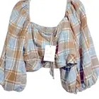 SHOW ME YOUR MUMU Jenna Top ~ Georgetown Plaid Cropped NWT Size Small
