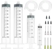 MIELIKKE Large Syringes, 30ml, 60ml, 100ml Syringes with Blunt Tip Needles and Caps. Lip Gloss, Paint, Epoxy Resin, Watering Plants, Glue Applicator or Oil, Measuring Liquids and Refilling