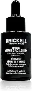 Brickell Men's Anti Aging Vitamin C Serum For Face, Repairing Night Face Serum for Men, Natural and Organic Hyaluronic Acid Serum For Face to Diminish Wrinkles and Reduce Redness, 30ml, Unscented