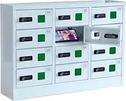 12 Slots Cellphone Locker Charging Station with 3-in-1 Charging Ports Multiple Phone Charging Locker Mobile Charging Cabinet Combination Lock