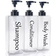 Refillable Shampoo Conditioner and Body Wash Dispenser Bottles with Pump