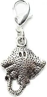 [Miniblings] Ray Charm Zipper Pull Pendant Manta Mantrochen Fish Silver – Handmade Fashion Jewellery I Silver Plated Pendant Charm Bracelet – Pendant for Bracelet, 20mm, Metal