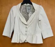 NEW Anthropologie Hei Hei Button Up Floral Lined Ruffled 3/4 Sleeve Blazer 10 **