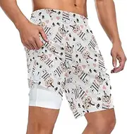 [ZZXXB] Bulldog Paw Print Love Heart Athletic Shorts for Men with Pockets 2 in 1 Quick Dry Running Shorts S-3XL