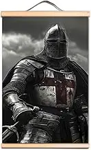 Knights Templars Wall Banner Vintage Painting Farm Home Decoration - Armor Warrior Scroll Print Poster Wall Art Pictures A0