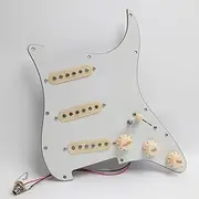 Prewired Loaded SSS Pickguard Set for Fender Stratocaster Guitar Prewired Loaded Pickguard Set Vintage white – Alnico 5 Single Coil Pickups, Guitar Wiring Harness Upgrade Kit